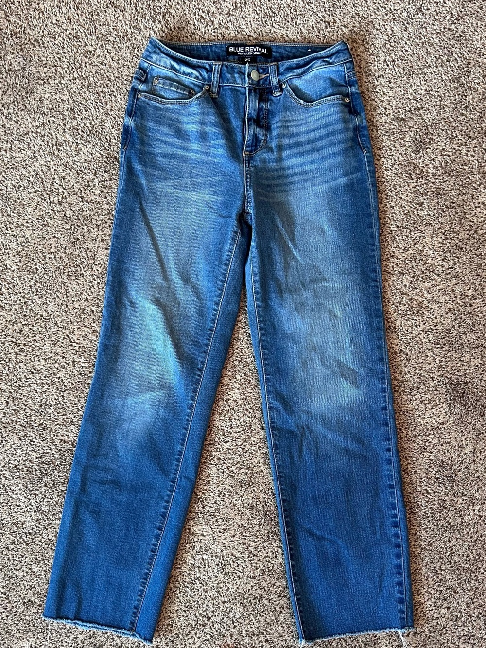 Blue Revival Crop Straight Jeans